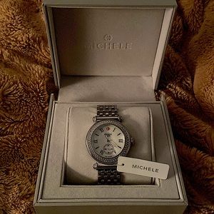 NEW MICHELE CABER DIAMOND MOP DIAL STAINLESS STEEL WATCH MWW16A000001
